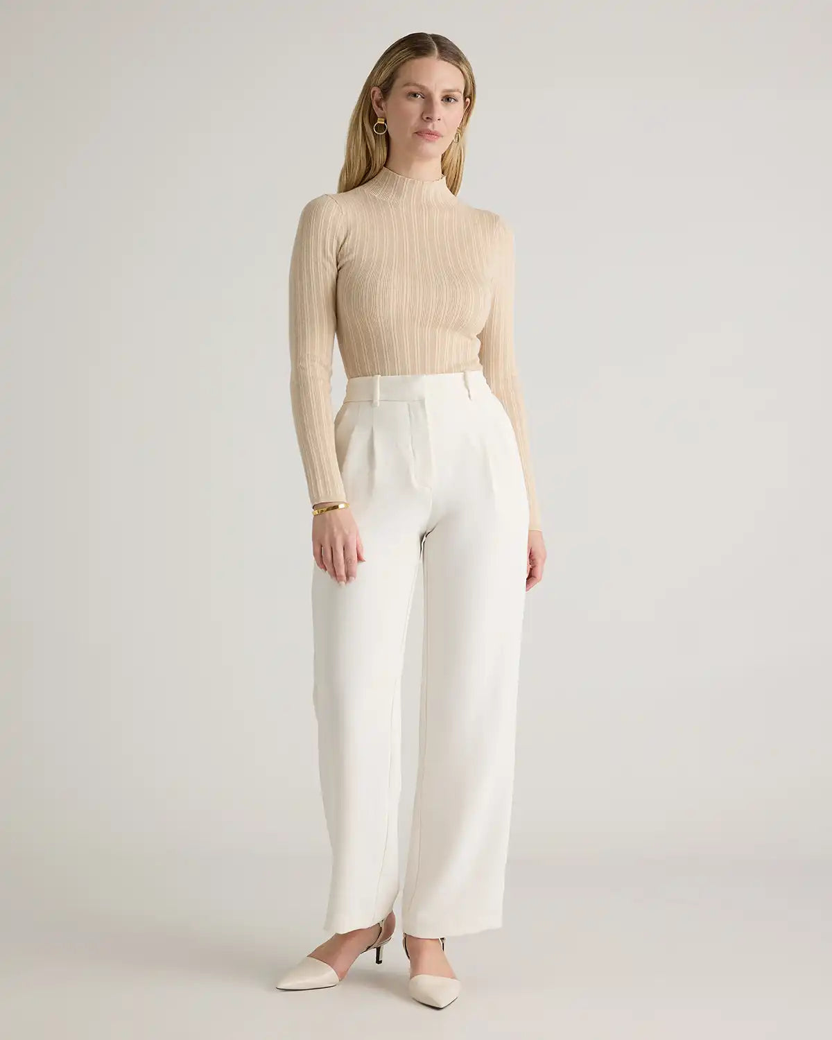 Cotton Cashmere Ribbed Turtleneck Bodysuit