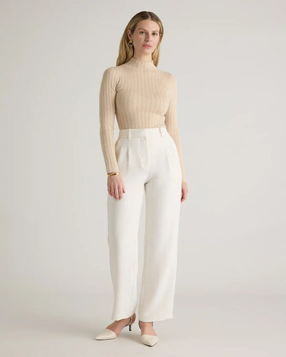 Cotton Cashmere Ribbed Turtleneck Bodysuit