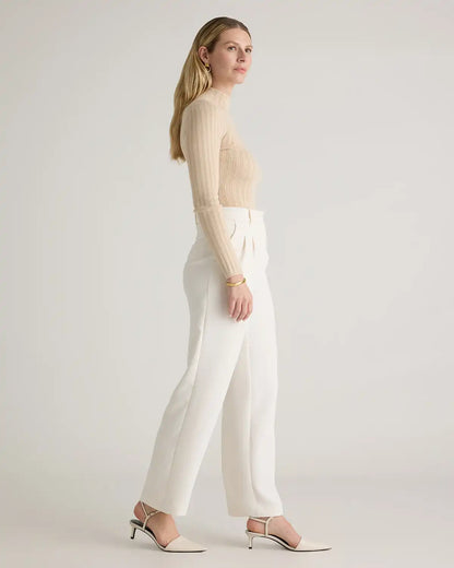 Cotton Cashmere Ribbed Turtleneck Bodysuit