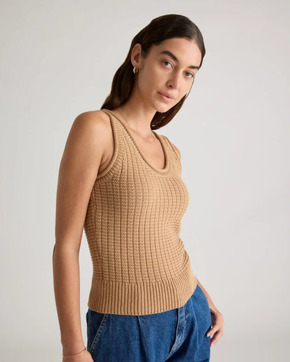 100% Organic Cotton Waffle Cropped Sweater Tank