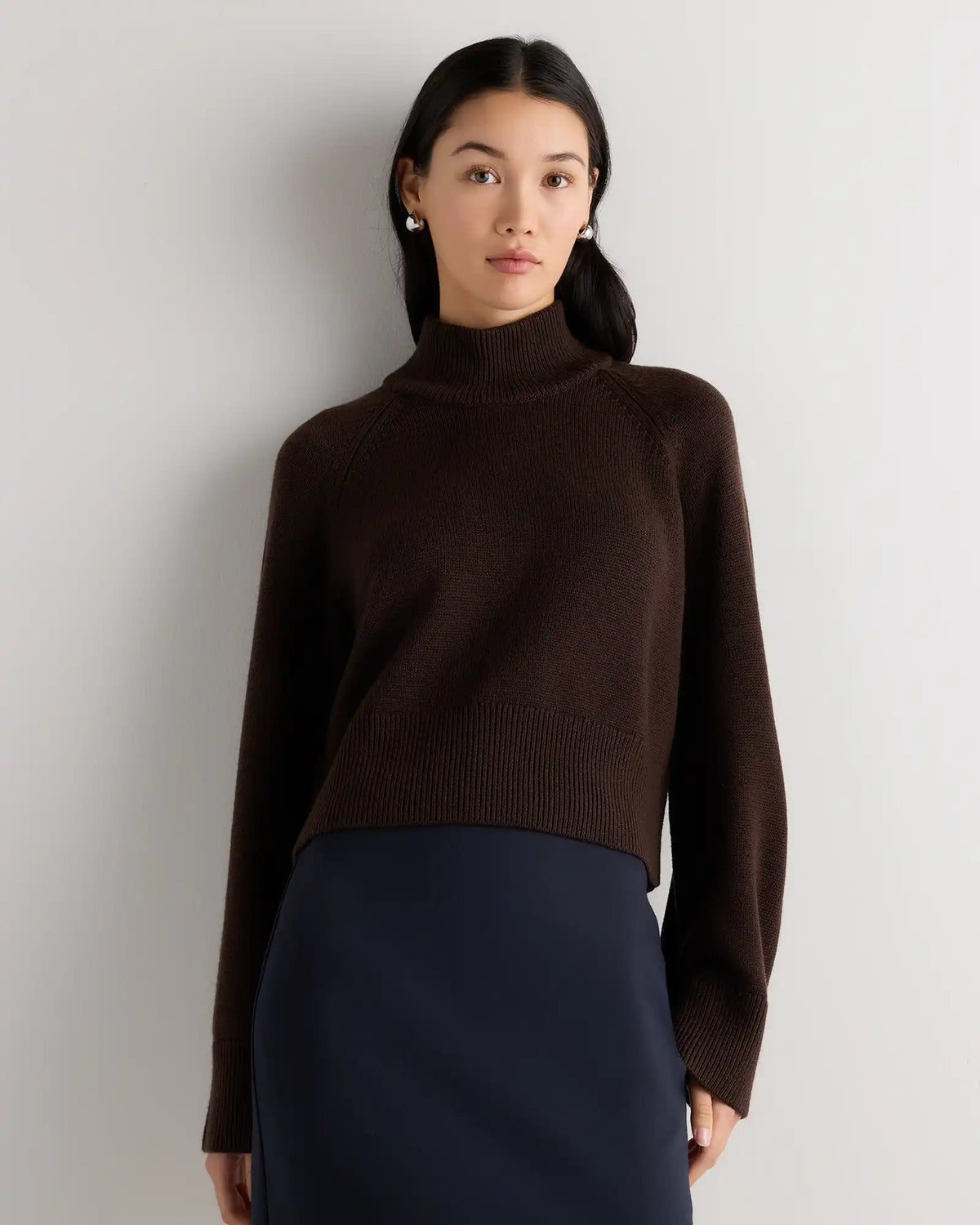 Australian Merino Wool Cropped Mock Neck Sweater