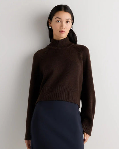 Australian Merino Wool Cropped Mock Neck Sweater