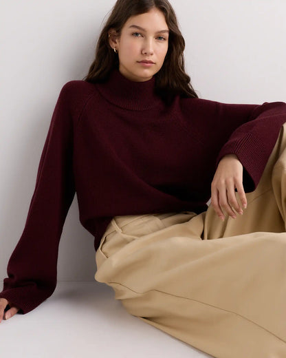 Australian Merino Wool Cropped Mock Neck Sweater