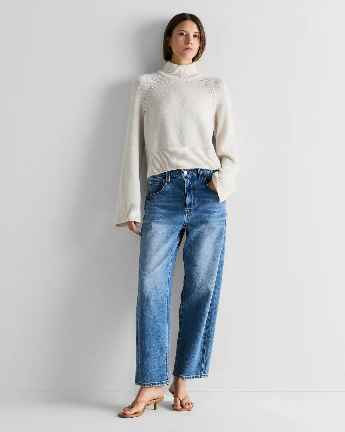 Australian Merino Wool Cropped Mock Neck Sweater