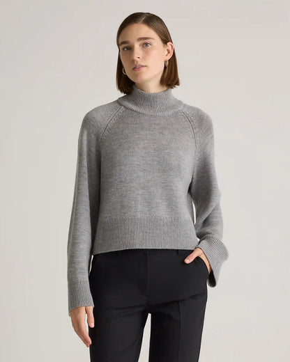 Australian Merino Wool Cropped Mock Neck Sweater
