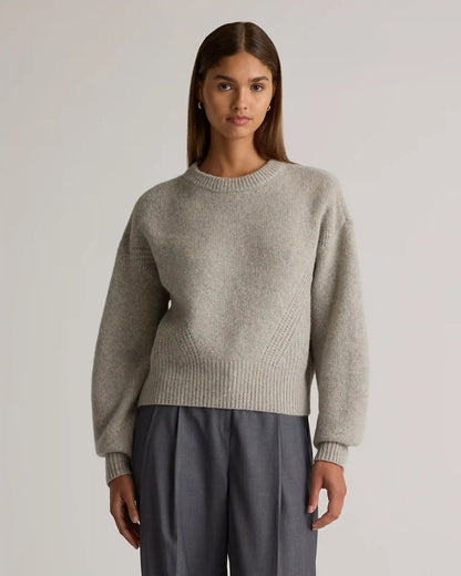 100% Yak Wool Pointelle Detail Relaxed Crew