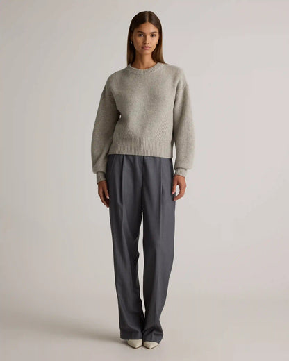100% Yak Wool Pointelle Detail Relaxed Crew