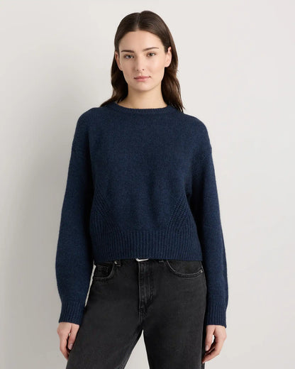 100% Yak Wool Pointelle Detail Relaxed Crew