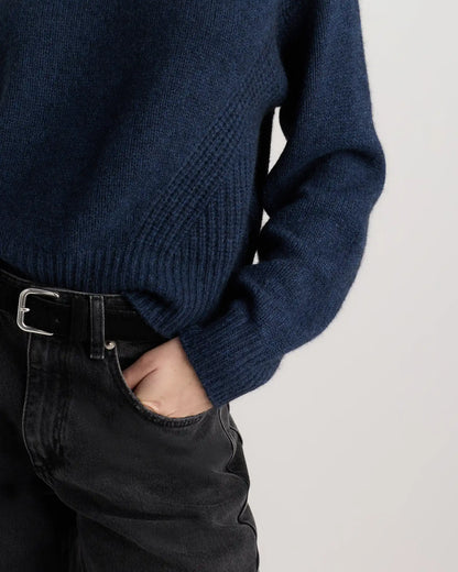 100% Yak Wool Pointelle Detail Relaxed Crew