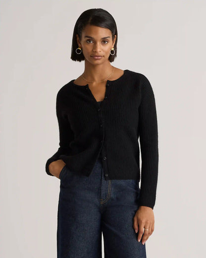 100% Yak Soft Rib Crew Cardigan