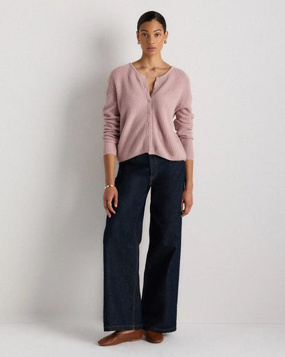 100% Yak Soft Rib Crew Cardigan