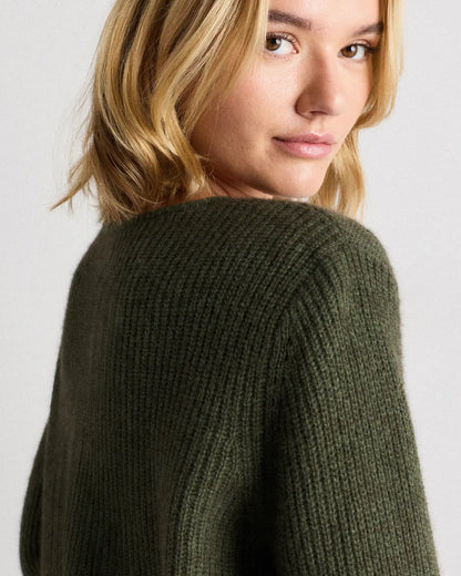 100% Yak Soft Rib Crew Cardigan