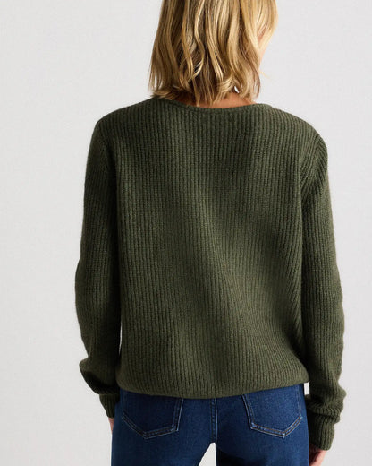100% Yak Soft Rib Crew Cardigan