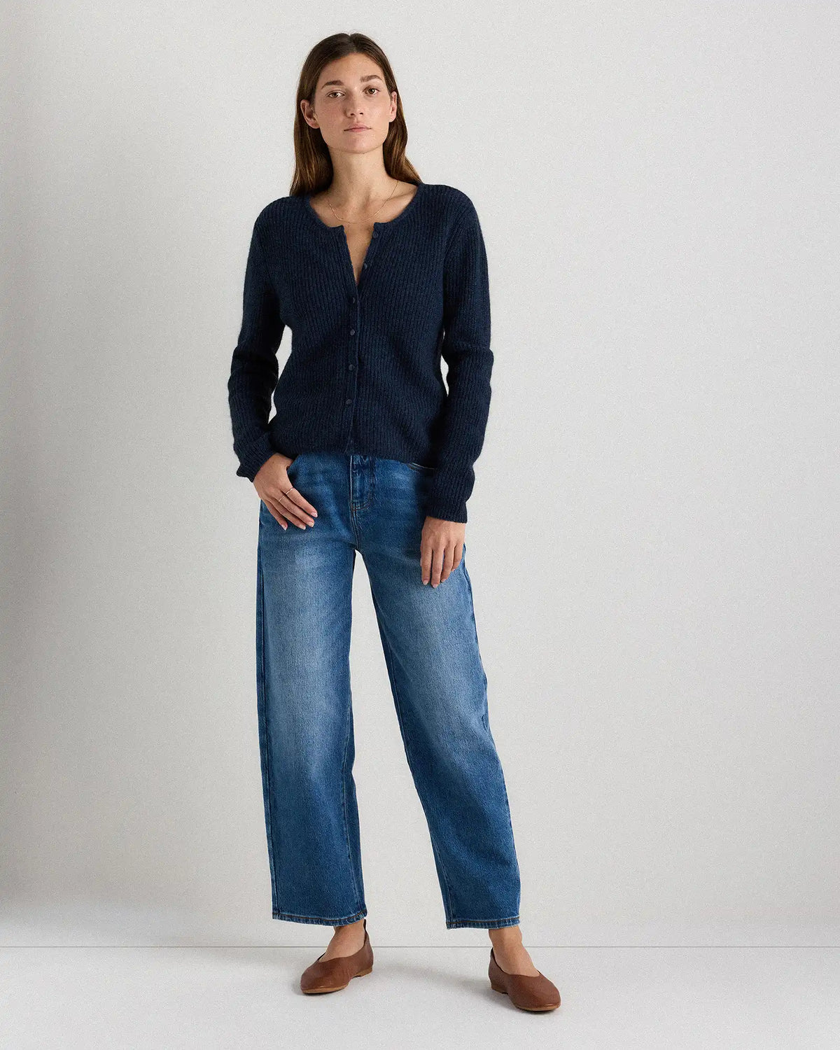 100% Yak Soft Rib Crew Cardigan
