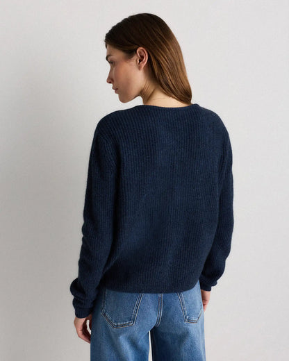 100% Yak Soft Rib Crew Cardigan