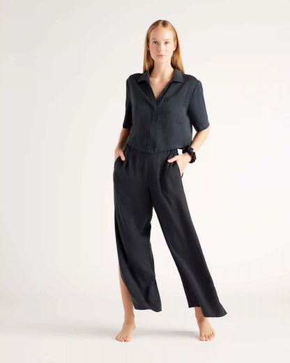 100% Washable Silk Pajama Button Up Top