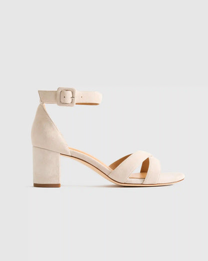 Italian Leather Crisscross Block Heel Sandal