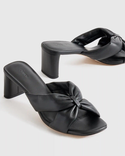 Italian Leather Twist Mid Heel Mule