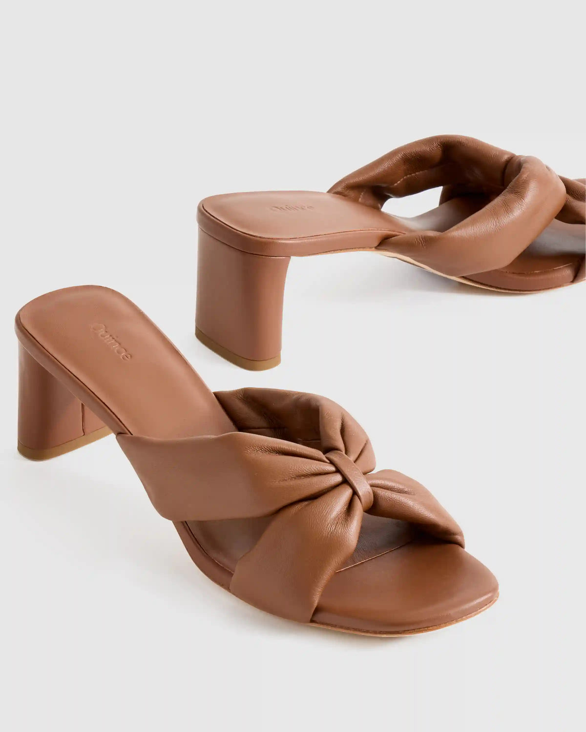 Italian Leather Twist Mid Heel Mule