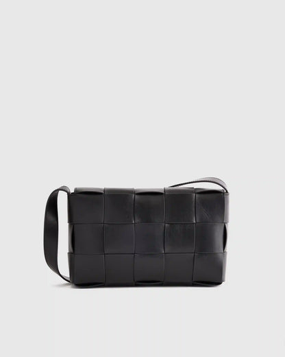 Italian Leather Handwoven Flap Crossbody