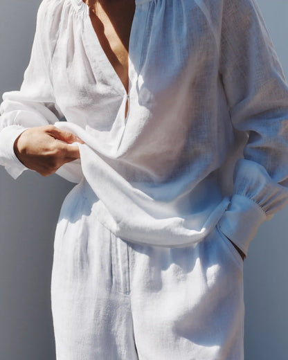 100% European Linen Peasant Top