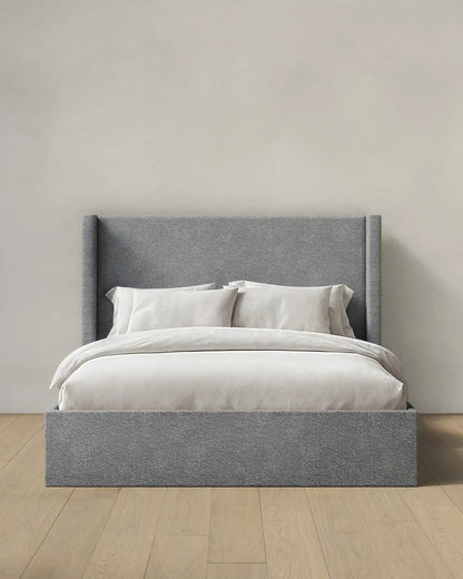 Plush Boucle Wingback Bed