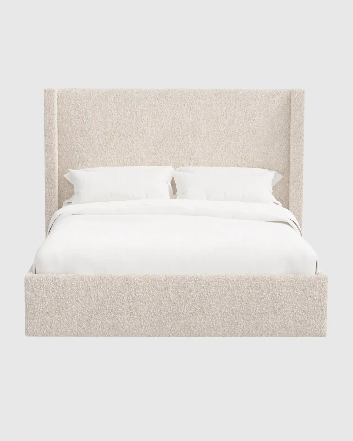 Plush Boucle Wingback Bed