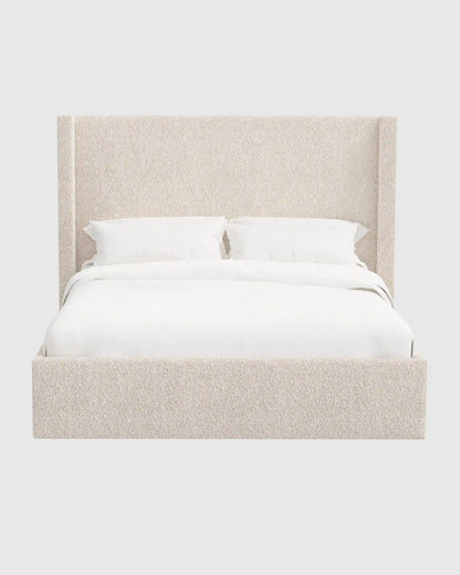 Plush Boucle Wingback Bed