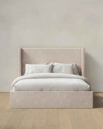 Plush Boucle Wingback Bed
