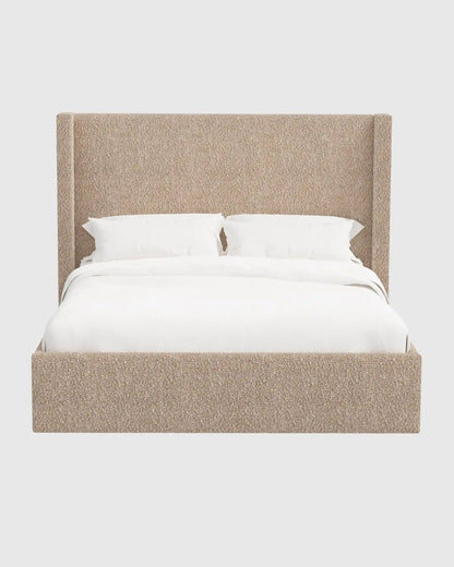 Plush Boucle Wingback Bed
