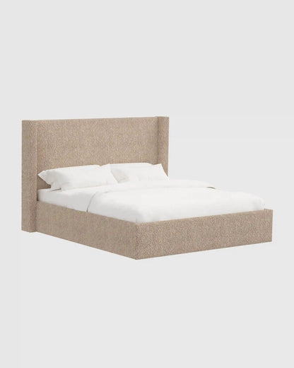Plush Boucle Wingback Bed