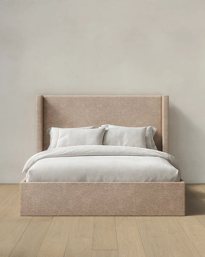 Plush Boucle Wingback Bed