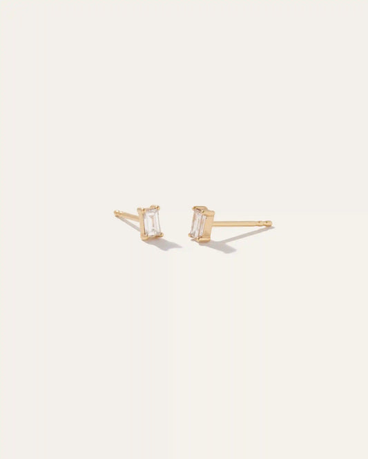 14K Gold Baguette Diamond Studs 0.28 Carat