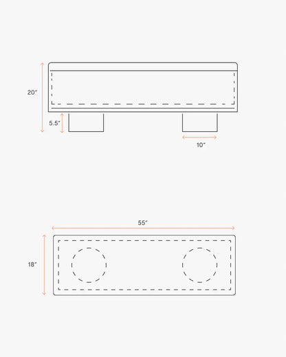 Oak and Performance Boucle Storage Bench