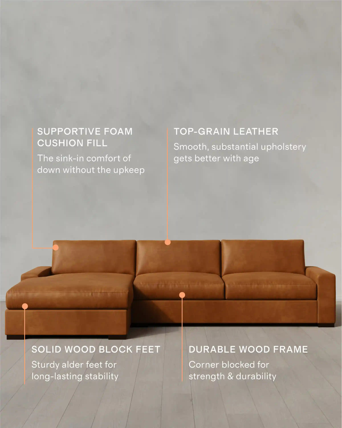 Stillman Chaise Sectional in Leather