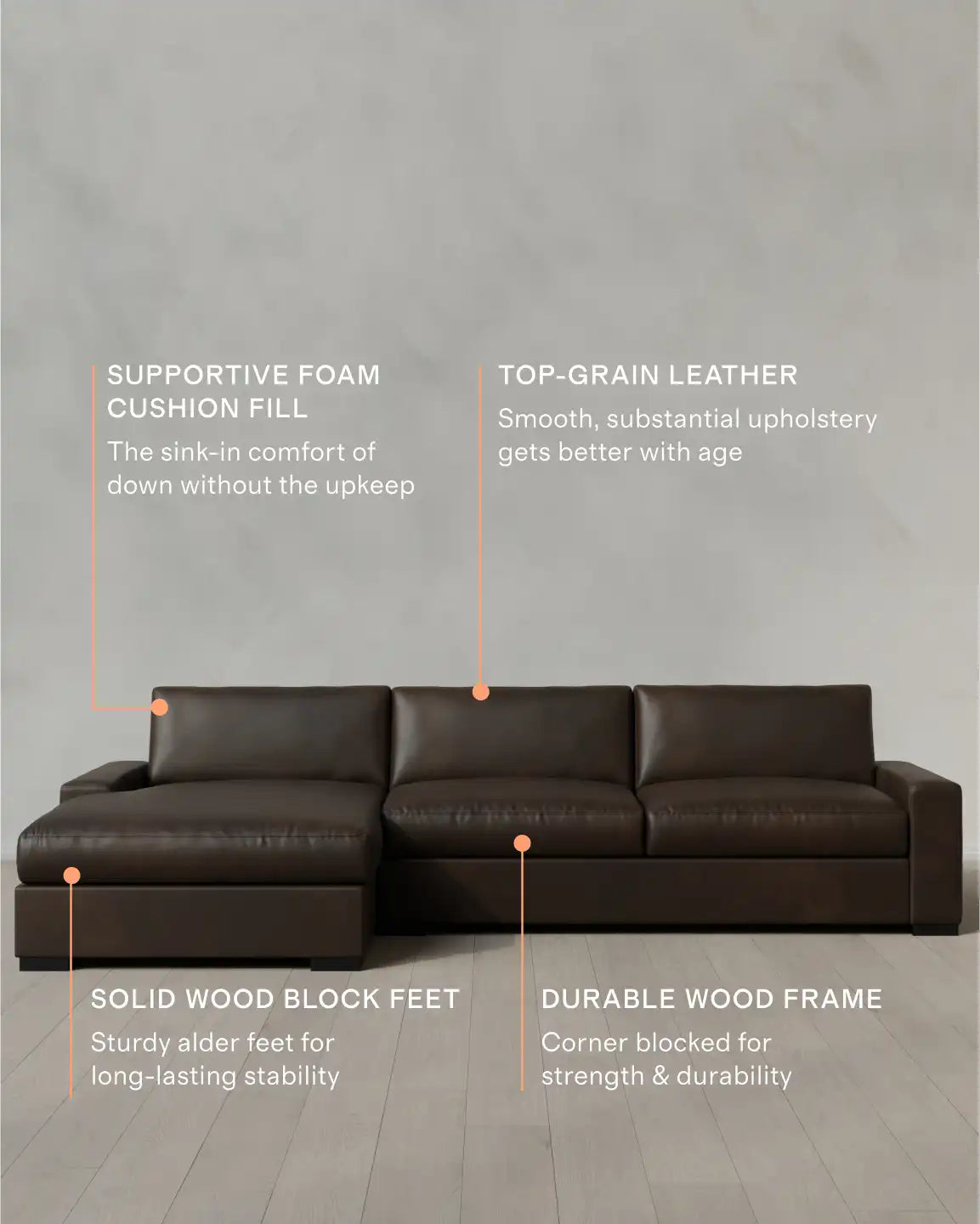 Stillman Chaise Sectional in Leather