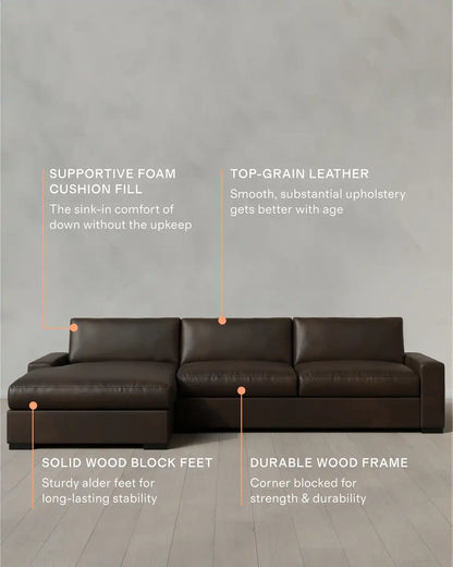 Stillman Chaise Sectional in Leather