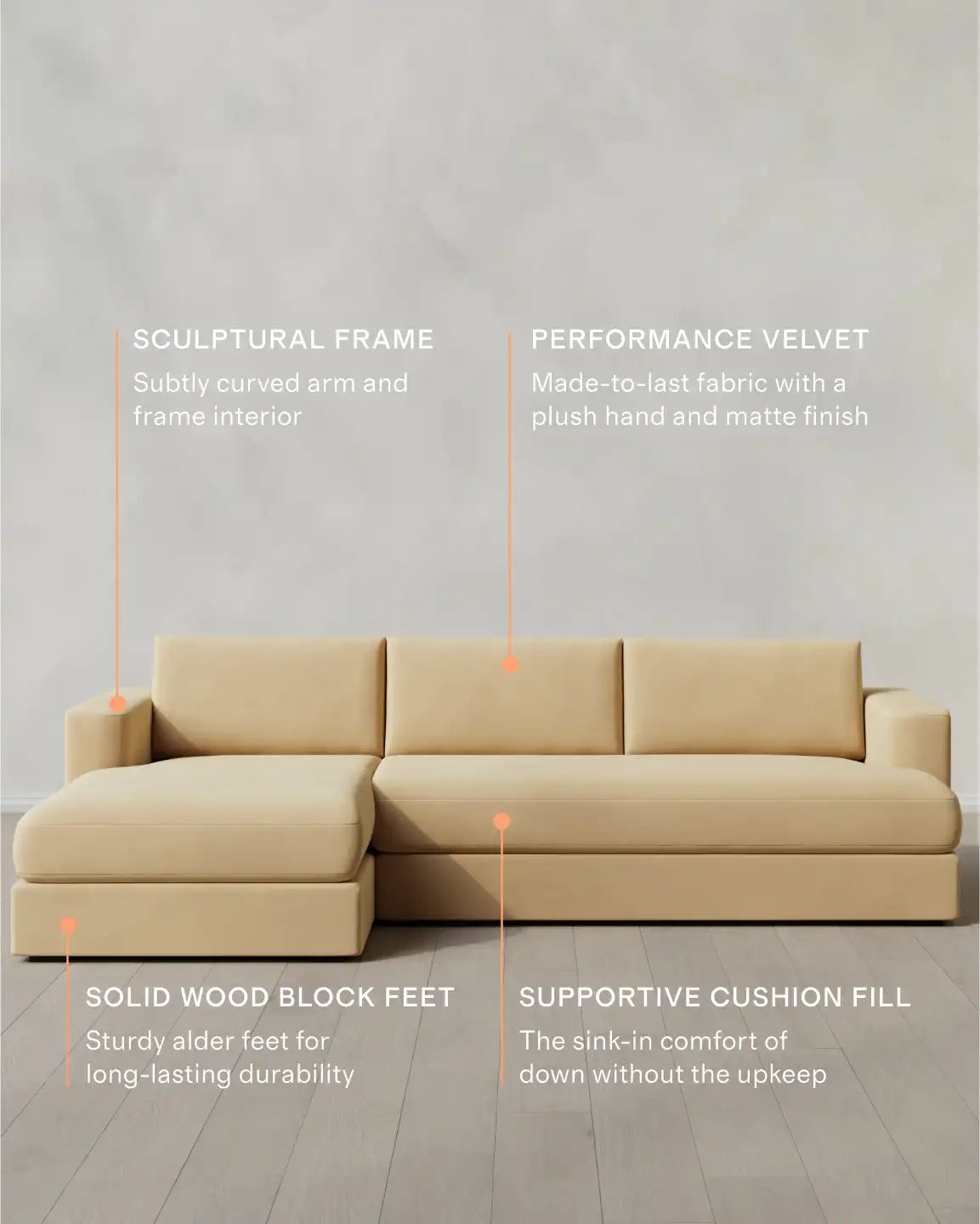 Sierra Curved Arm Chaise Sectional in Performance Velvet
