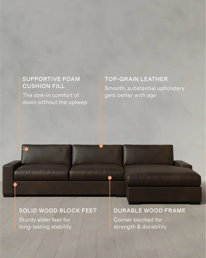 Stillman Chaise Sectional in Leather