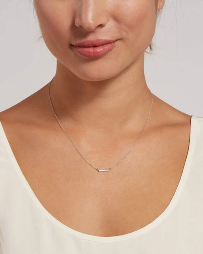 14K Gold Diamond Petite Bar Necklace