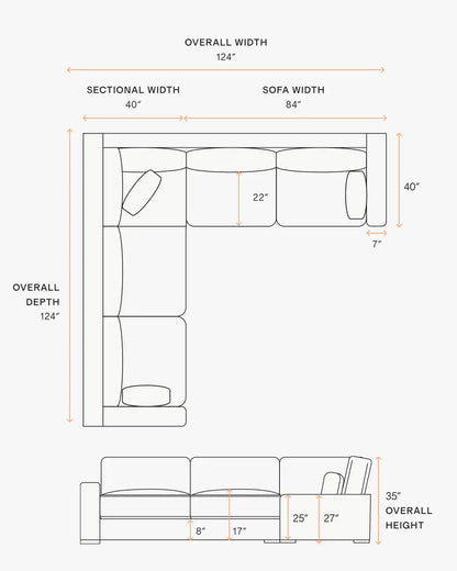 Oasis L Sectional in Performance Linen