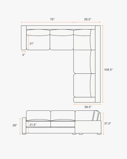 Brennan L Sectional in Performance Velvet