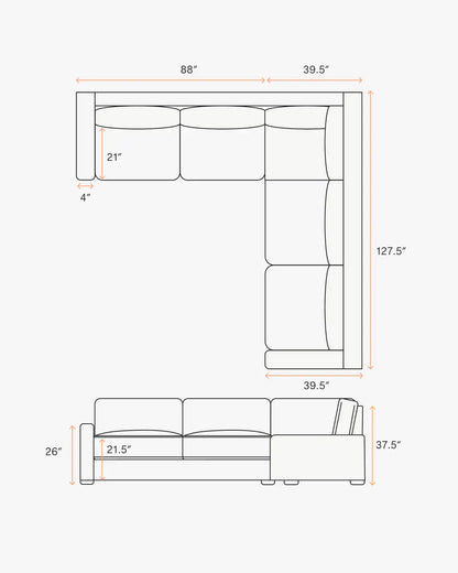 Brennan L Sectional in Performance Velvet
