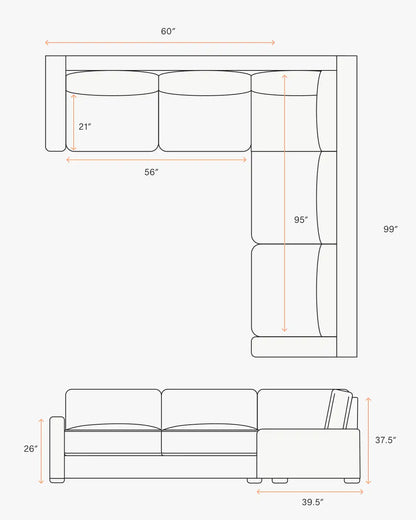 Brennan L Sectional in Performance Velvet