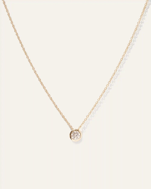 14K Gold Diamond Sliding Bezel Necklace