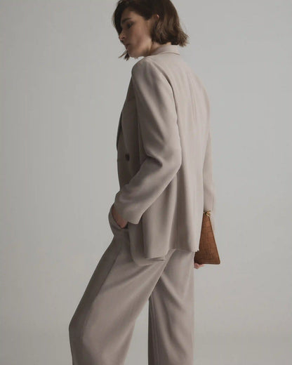 Stretch Crepe Relaxed Double-Breasted Blazer