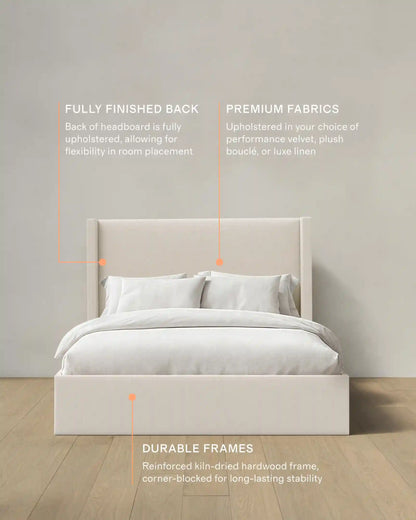 Wingback Bed in Performance Linen Blend