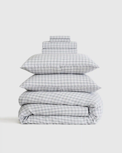 European Linen Gingham Deluxe Bedding Bundle