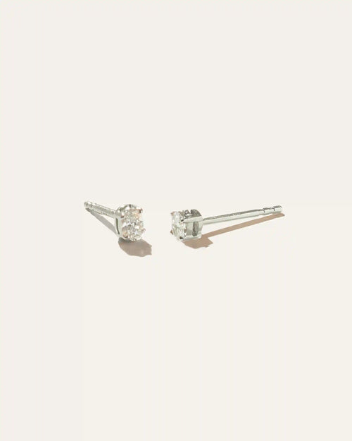 14K Gold Petite Oval Diamond Studs