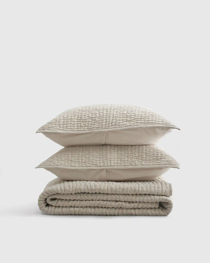 European Linen Cotton Stitch Quilt Set